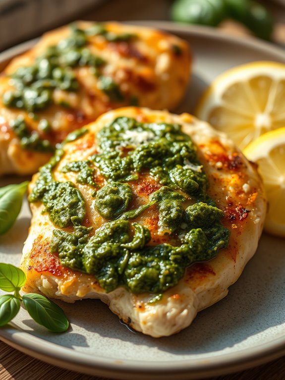 pesto topped chicken breasts recipe