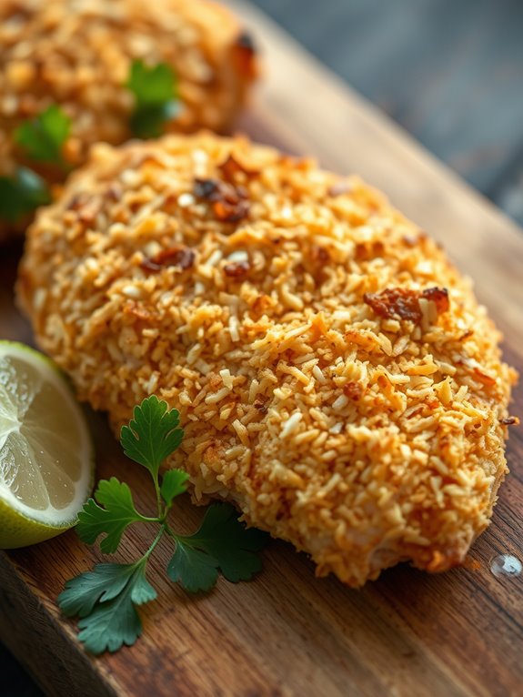 crispy coconut coated snack