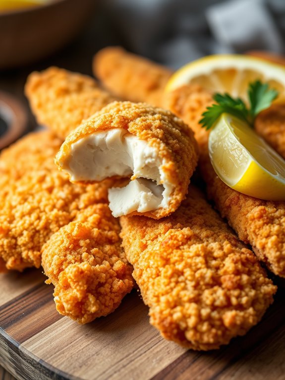 deliciously crunchy chicken strips