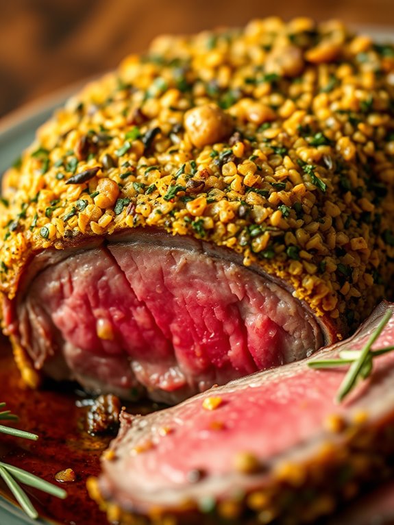 herb crusted steak preparation