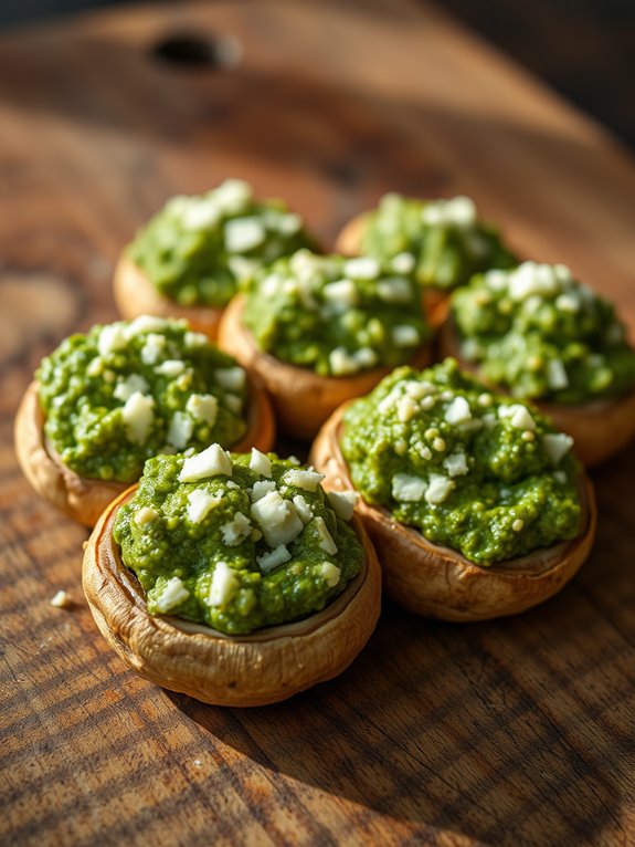 pesto filled mushroom appetizers