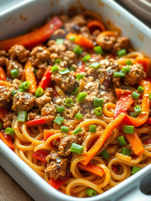 asian ground chicken noodles