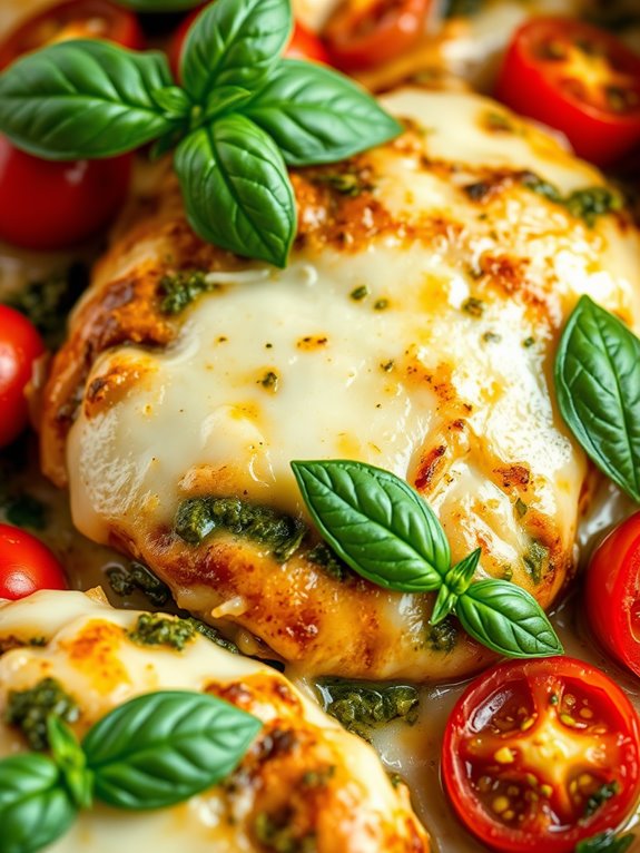 baked chicken with pesto tomatoes