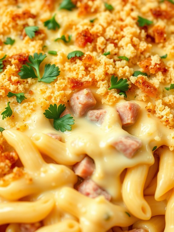 baked pasta with ham