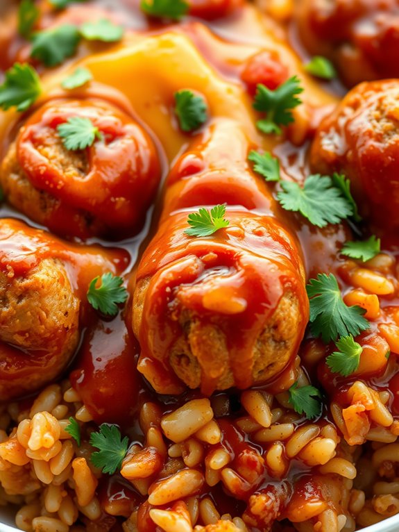 bbq meatballs with rice