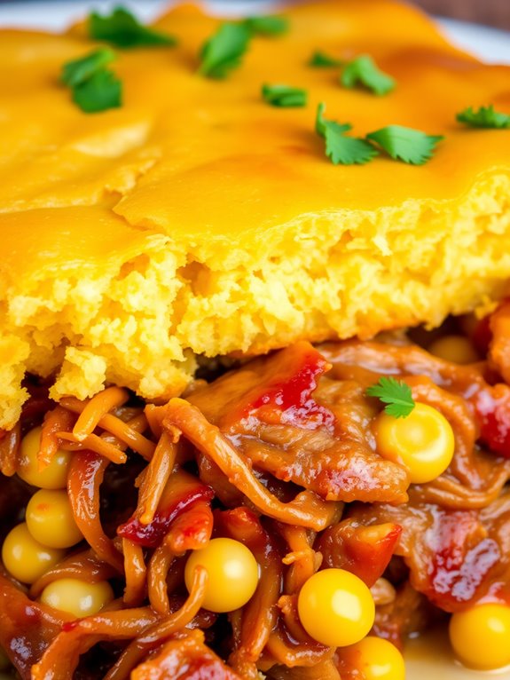 bbq pork cornbread casserole