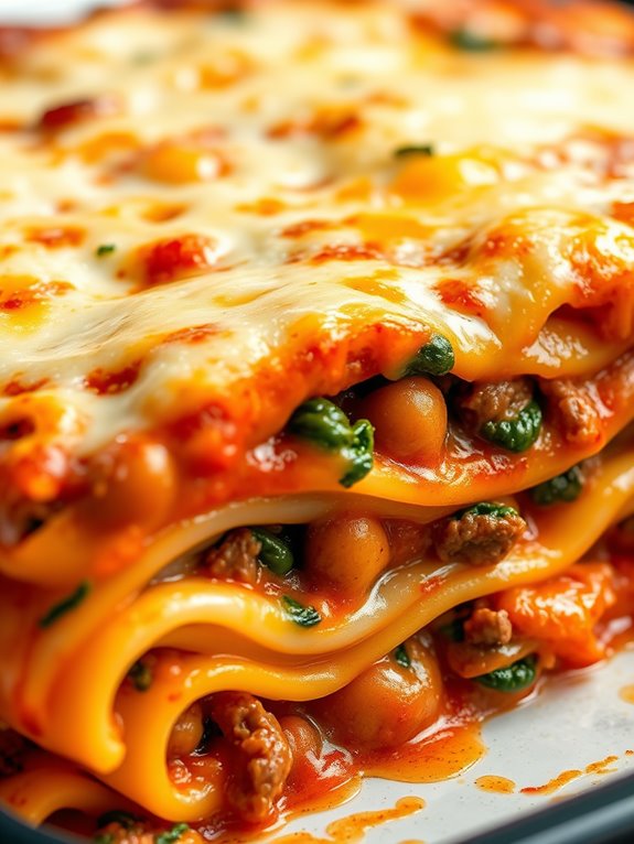 beef and spinach layers