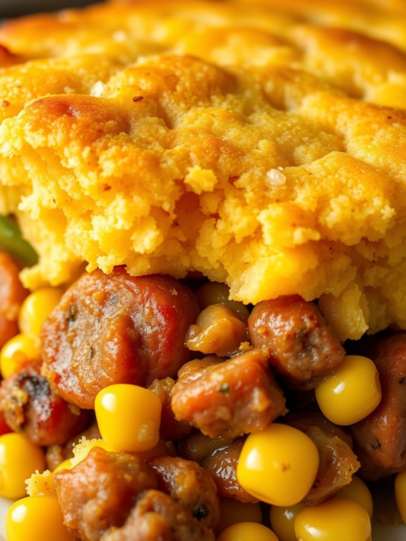 cajun sausage cornbread casserole