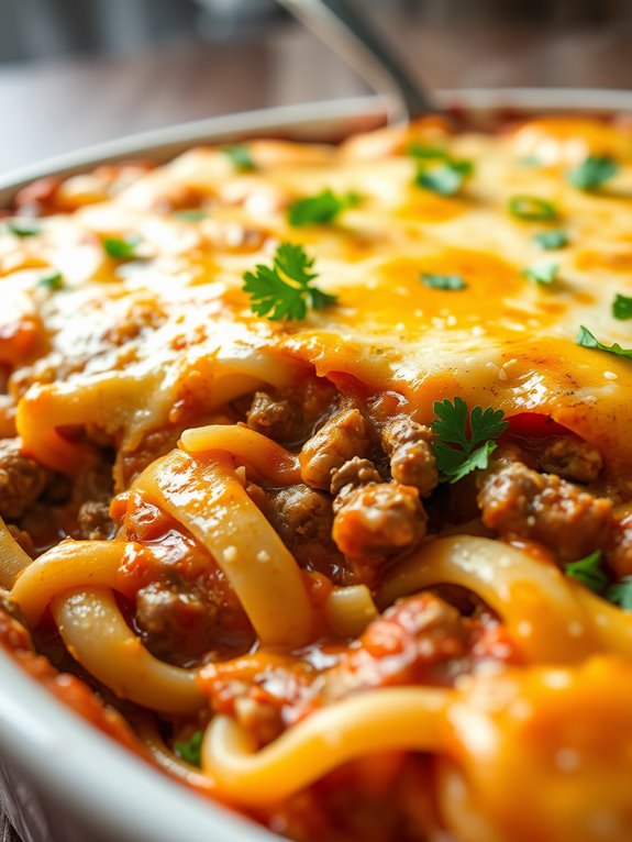 cheesy beef noodle casserole
