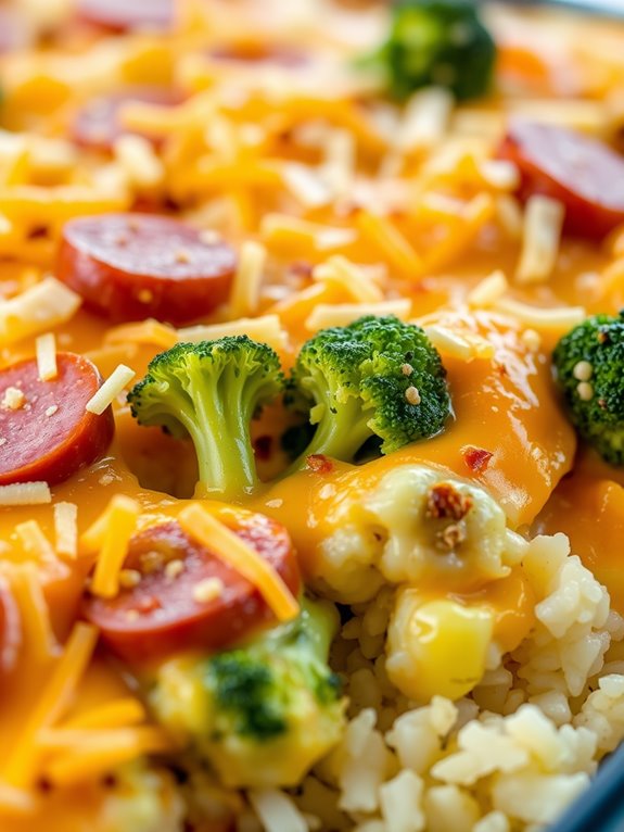 cheesy broccoli kielbasa casserole