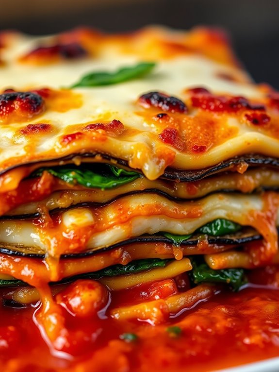 cheesy eggplant spinach lasagna