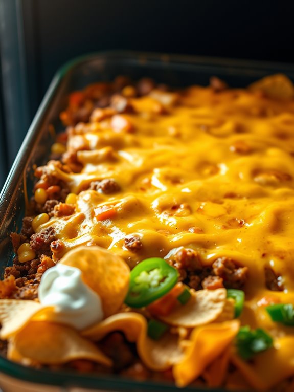 cheesy layered taco dish