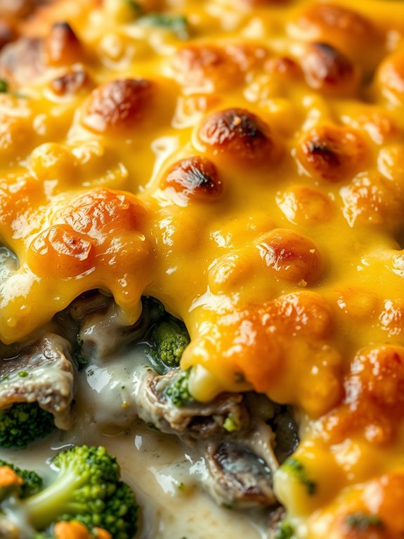 cheesy mushroom broccoli bake