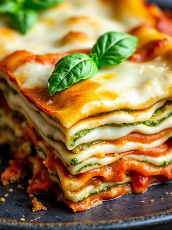 cheesy pesto lasagna casserole