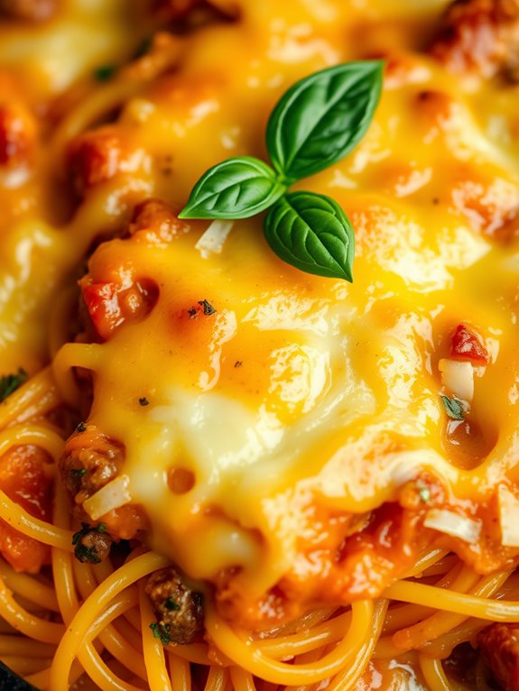 cheesy sausage spaghetti casserole