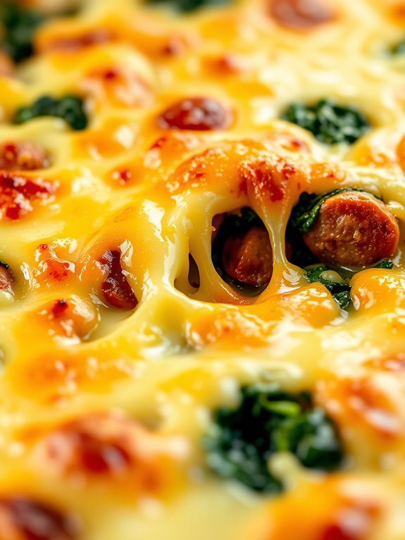 cheesy sausage spinach casserole