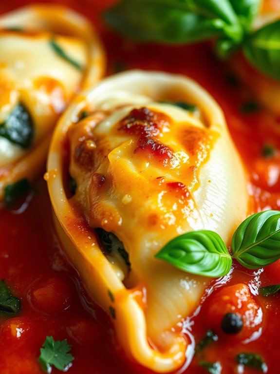 cheesy spinach filled pasta shells