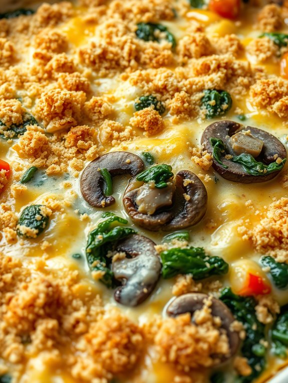 cheesy spinach mushroom dish