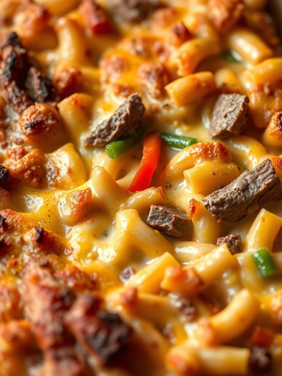cheesy steak pasta dish