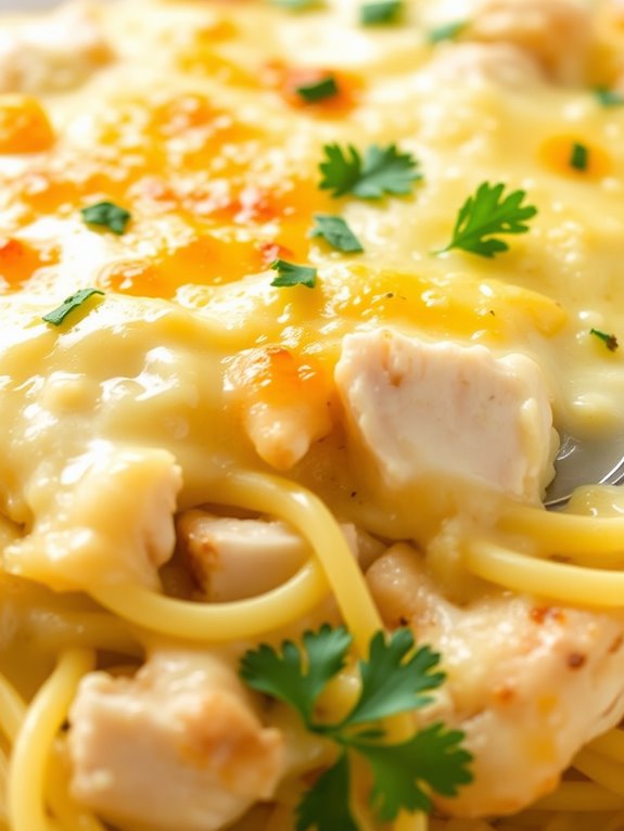 chicken alfredo spaghetti squash casserole