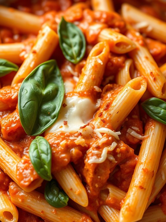 creamy basil infused tomato pasta