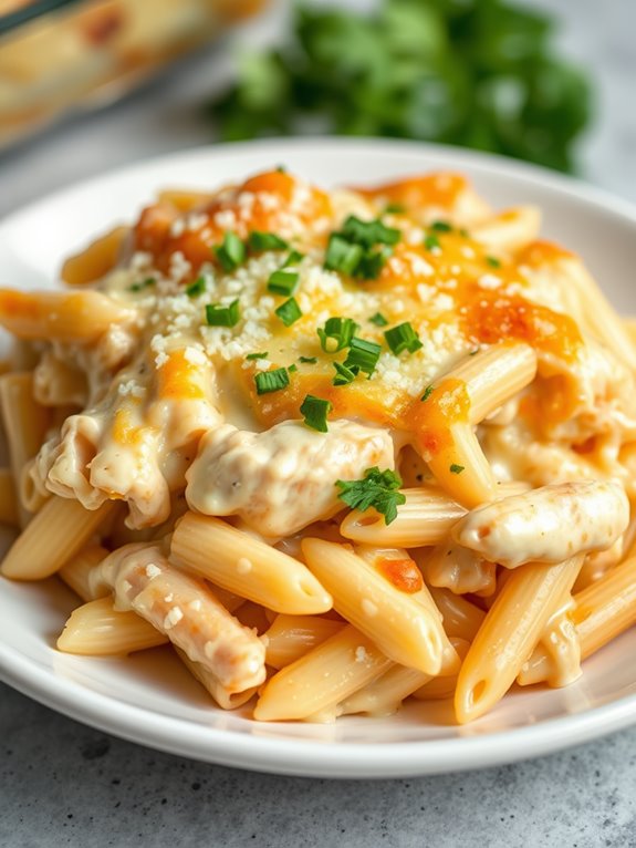 creamy chicken pasta bake