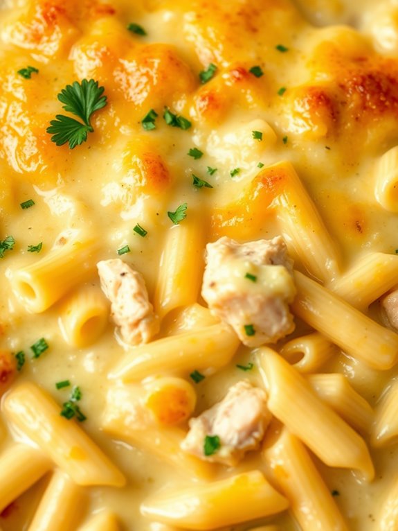 creamy chicken pasta bake