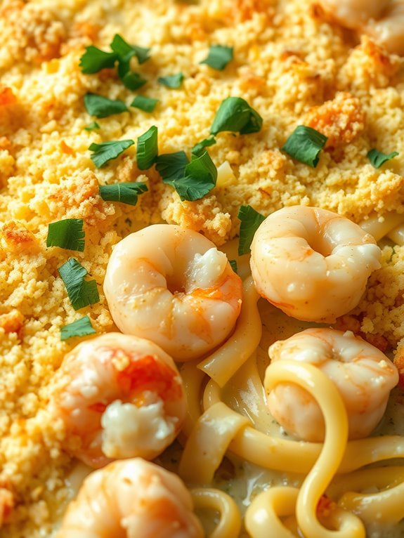 creamy seafood pasta bake