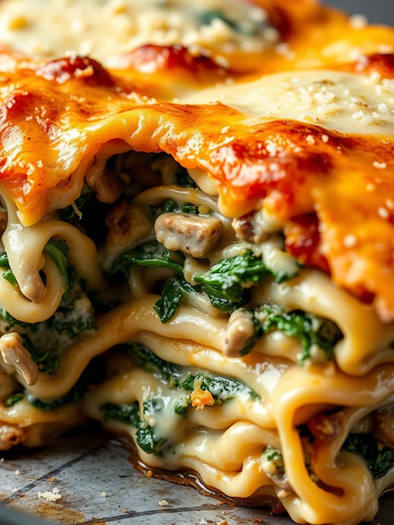 creamy spinach mushroom lasagna