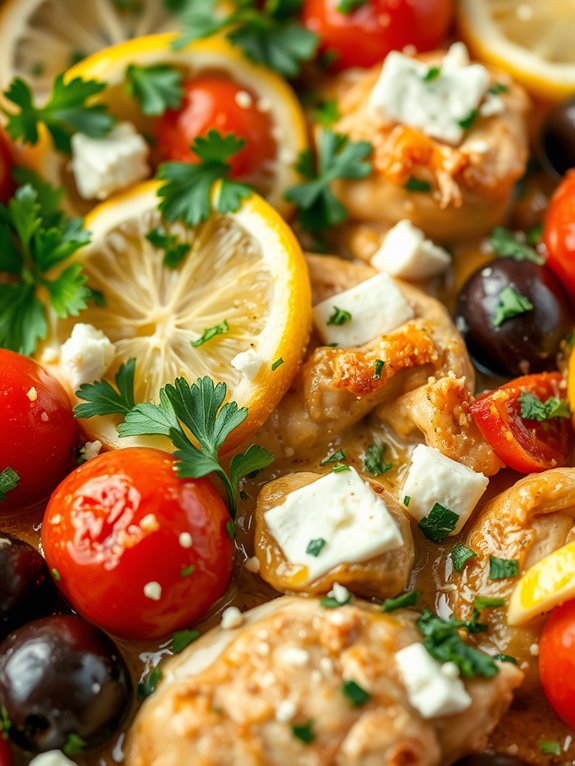 feta topped greek chicken casserole