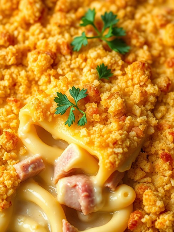 ham swiss noodle bake