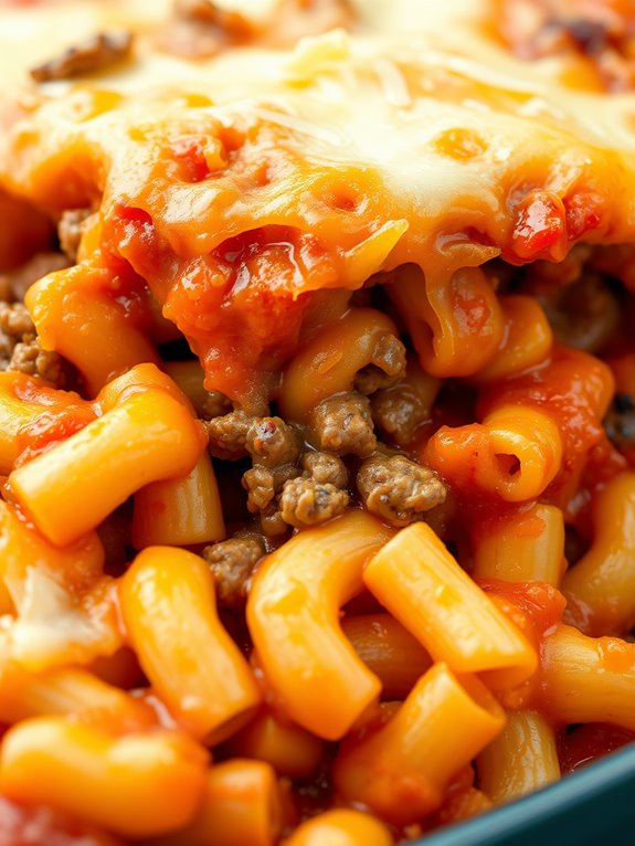 hearty beef macaroni bake