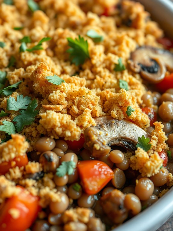 hearty mushroom lentil dish