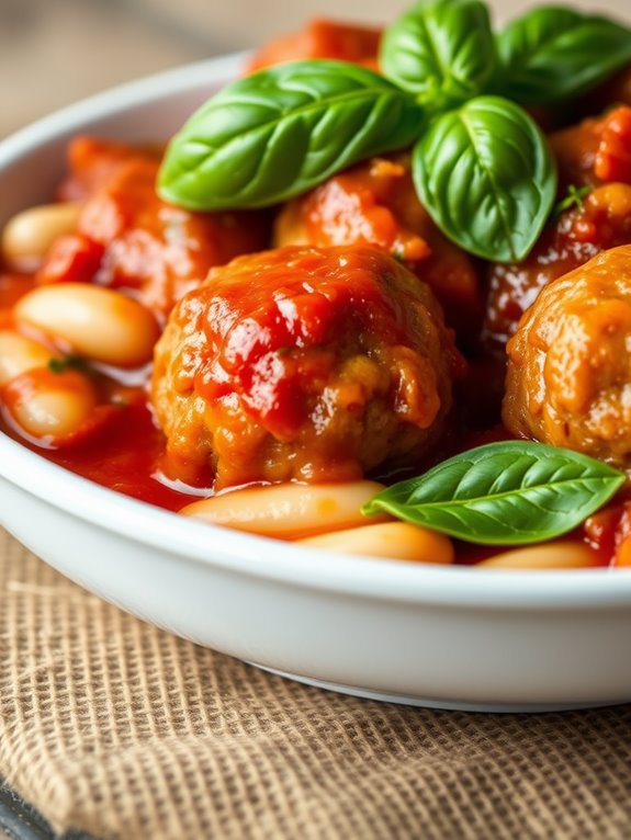 hearty tuscan meatball casserole