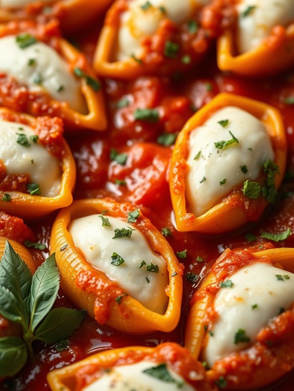 herb filled ricotta pasta shells