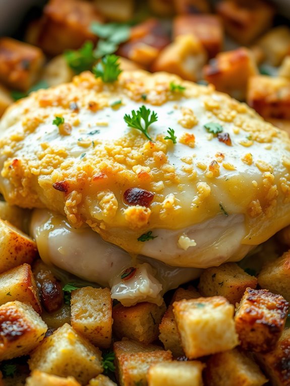 herb infused chicken with stuffing
