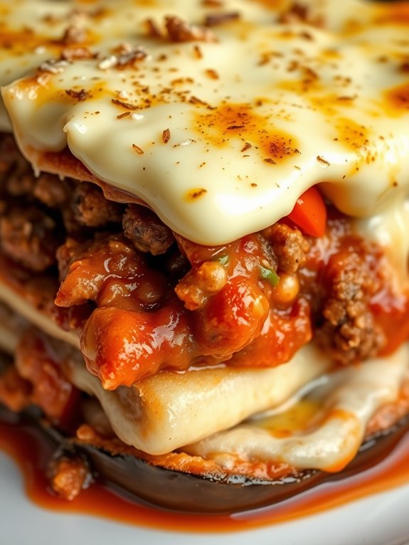 layered eggplant meat casserole