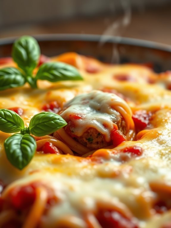 mini meatball spaghetti bake