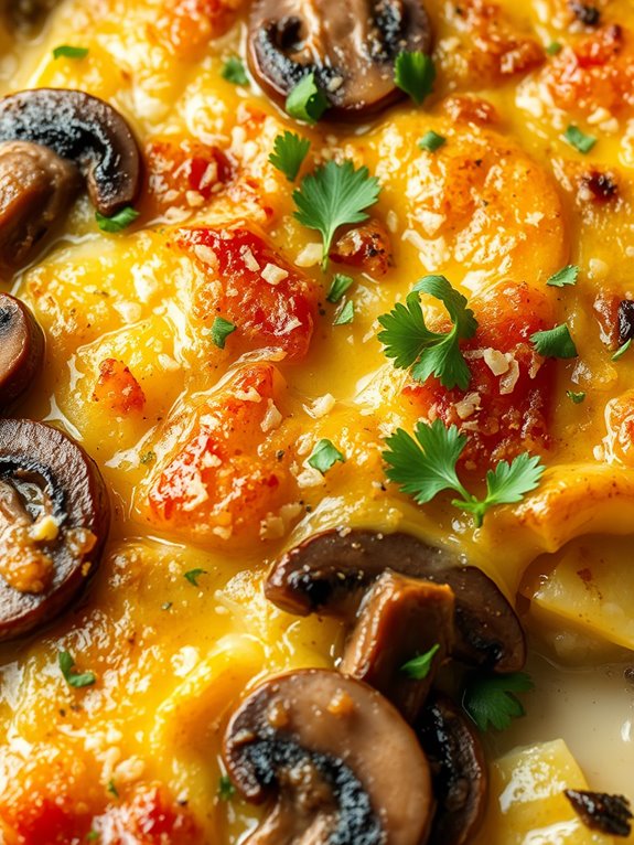 mushroom potato cheese bake