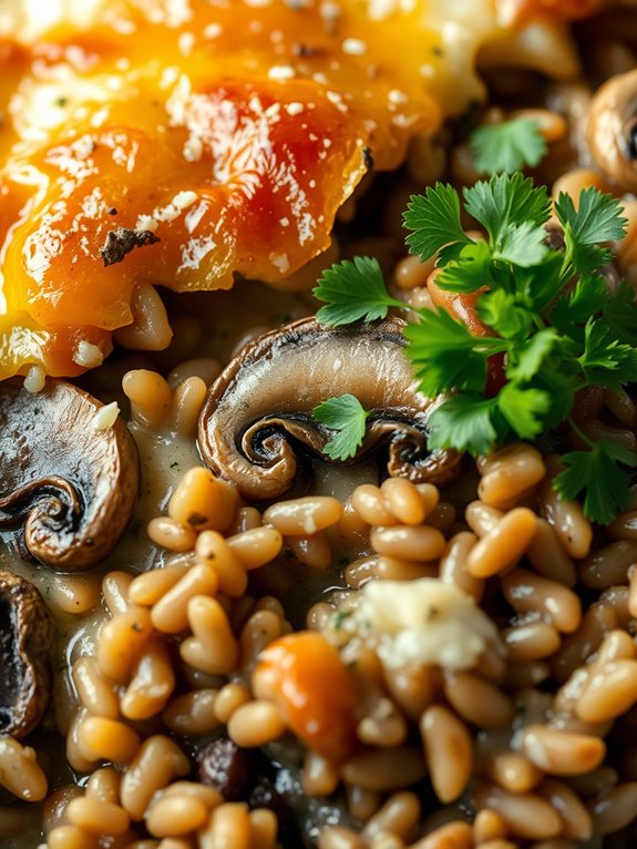 mushroom rice casserole dish