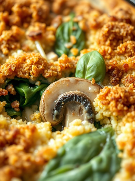 mushroom spinach quinoa casserole
