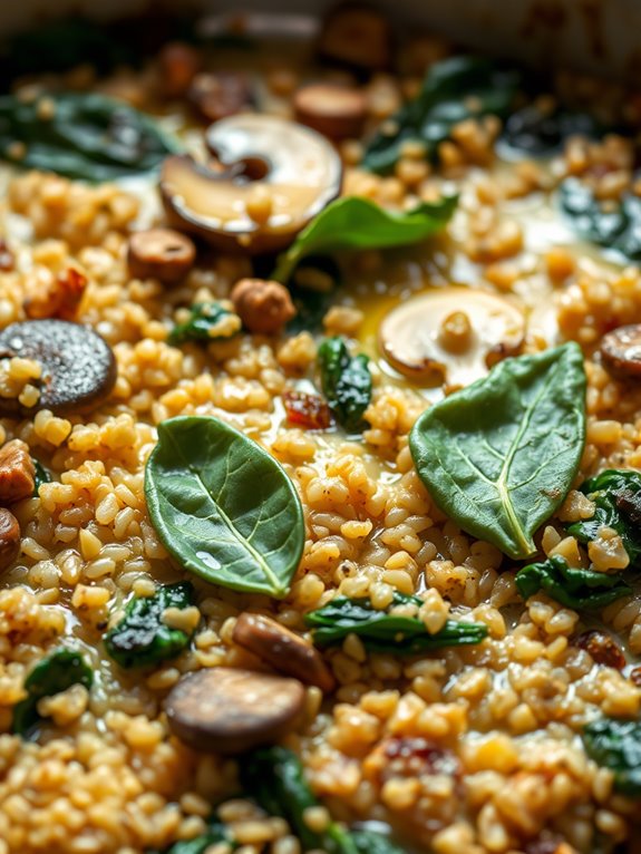mushroom spinach quinoa casserole