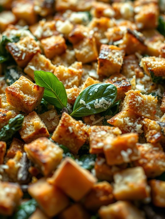 mushroom spinach stuffing casserole