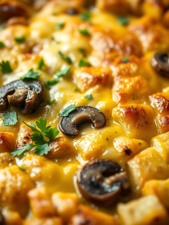 mushroom swiss breakfast casserole
