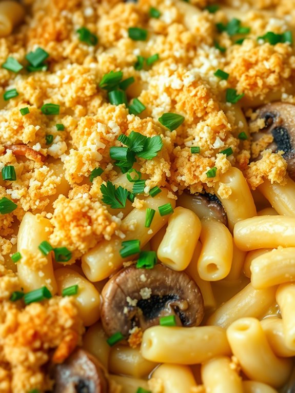 mushroom swiss macaroni casserole