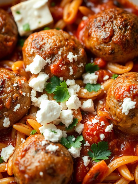 orzo meatballs baked dish