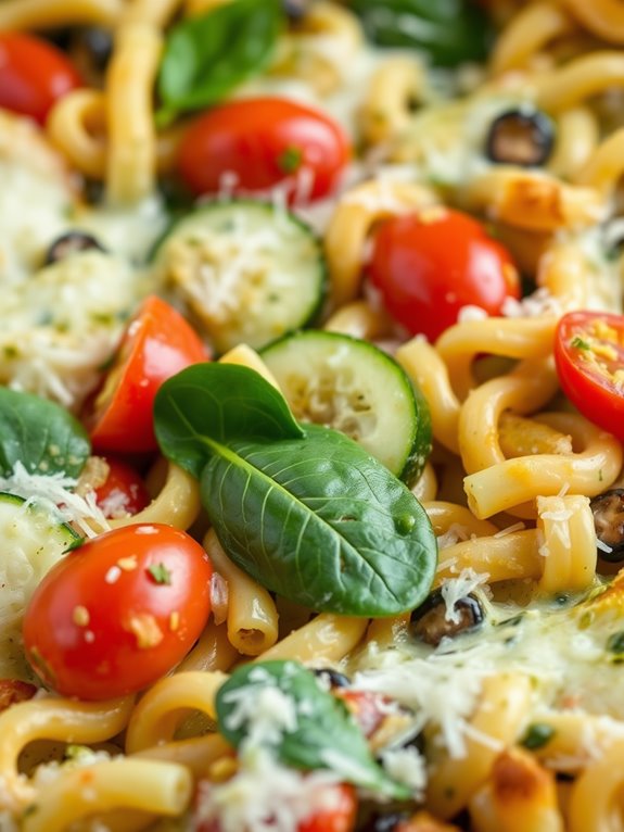 pasta bake with pesto veggies