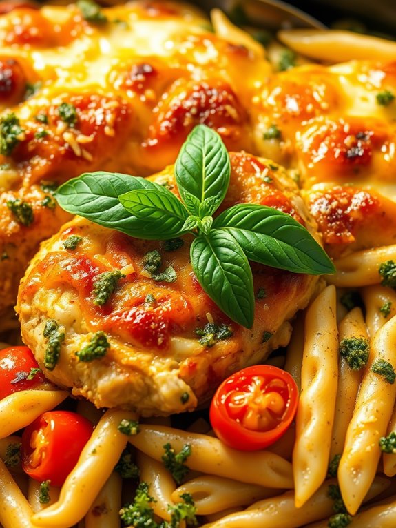 pesto chicken pasta bake