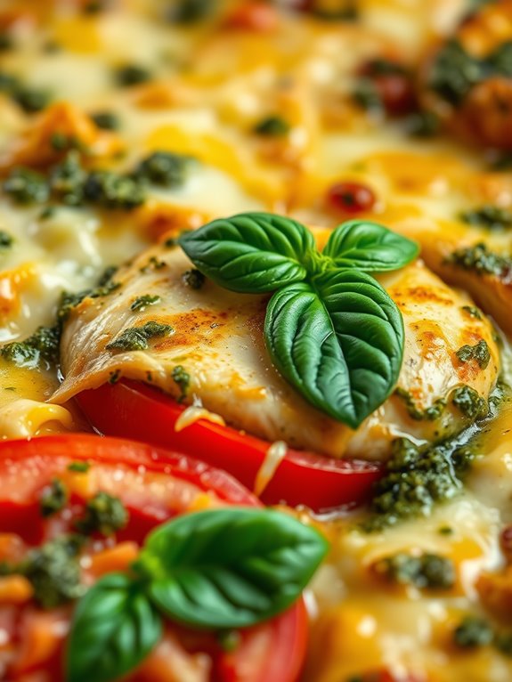 pesto chicken tomato casserole