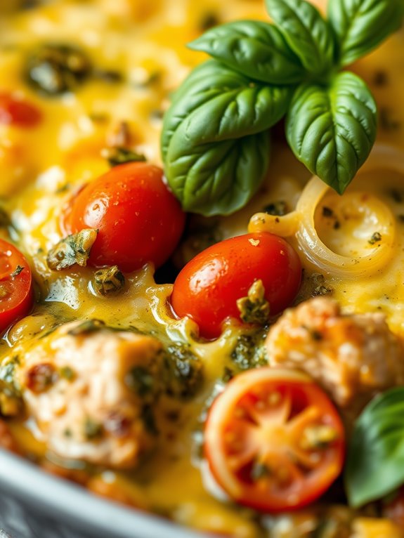 pesto chicken tomato casserole